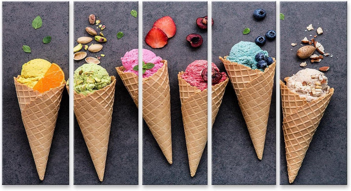 islandburner Bild auf Leinwand Verschiedene Eiscremes Geschmack Heidelbeere Erdbeere Eisdiele Bilder