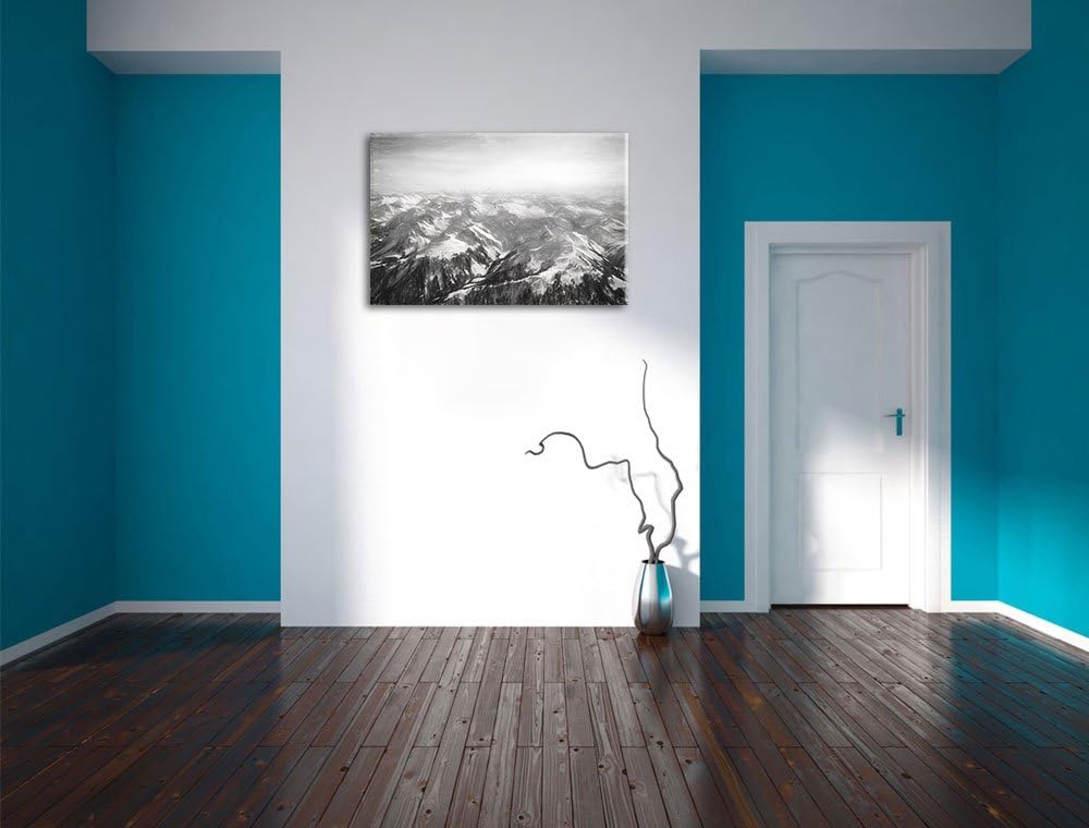 Alpen Kohle Effekt, Format: 100x70 auf Leinwand, XXL riesige Bilder fertig gerahmt mit Keilrahmen, K