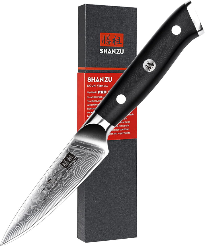 SHAN ZU Damastmesser Kochmesser 67 Schichten Damaststahl Küchenmesser mit G10 Griff 20CM & Damast Sc