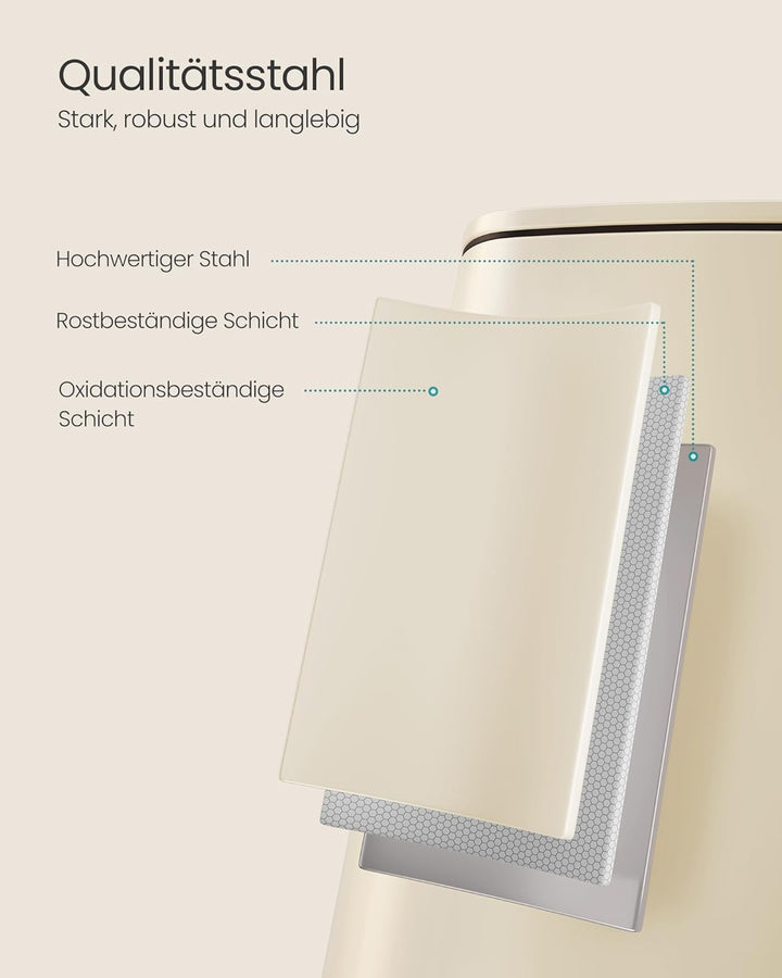 SONGMICS Mülleimer Küche, 20 Liter Abfalleimer, Tretmülleimer, Stahl, mit Inneneimer, Softclose, Off