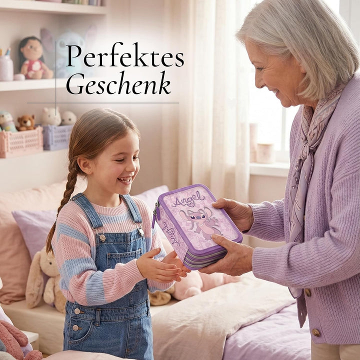 PASO - Federmäppchen 3 Fächer - Mäppchen für Mädchen - Federmappe 3-Fach Federtasche Gefüllte Schüle