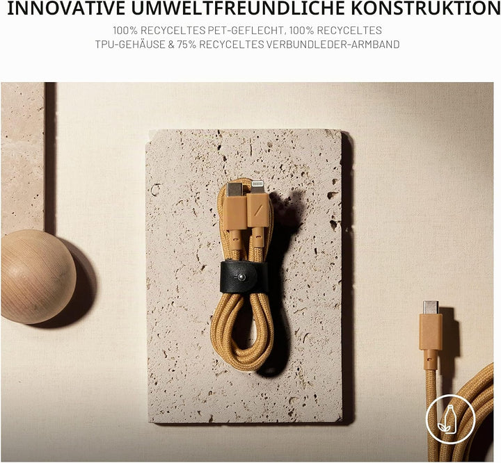 Native Union Belt Cable USB-C auf Lightning – ca. 1.2 m (4 ft.) Ultrastarkes, Verstärktes Kabel [MFi