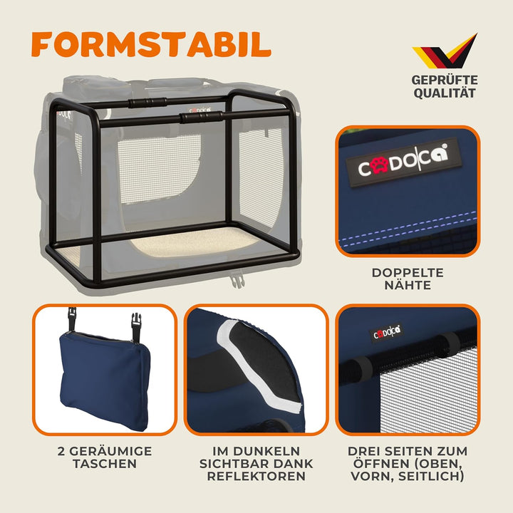 CADOCA® Hundebox faltbar Transportbox XXXL 101x70x70cm robust atmungsaktiv Transporttasche Auto Rück