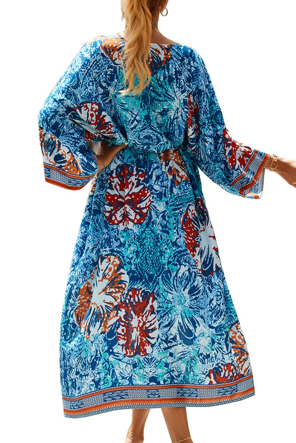 YouKD Damen Bohemian Cardigan Maxikleid Strand Vertuschung Robe Lange Kimono Robs One Size Einheitsg