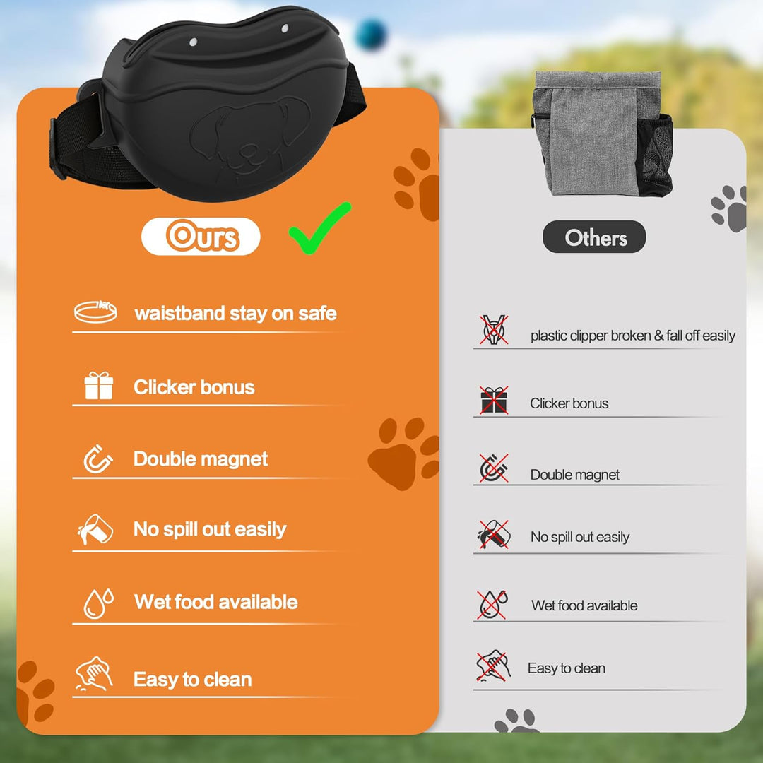 AWINNER Leckerli-Tasche für Hunde – Premium-Silikon, verbesserte 4 Starke Magnete, verbesserter Magn