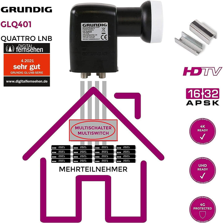 [Test SEHR GUT *] GSS Quattro LNB für Multischalter, Multiswitch geeignet - mit LTE Filter - Sat, Sa