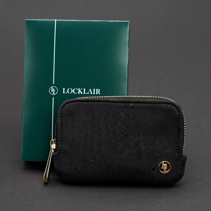 Locklair Damen Mini Geldbörse aus veganem Korkleder, Frauen Portemonnaie klein mit RFID-Schutz, Vega