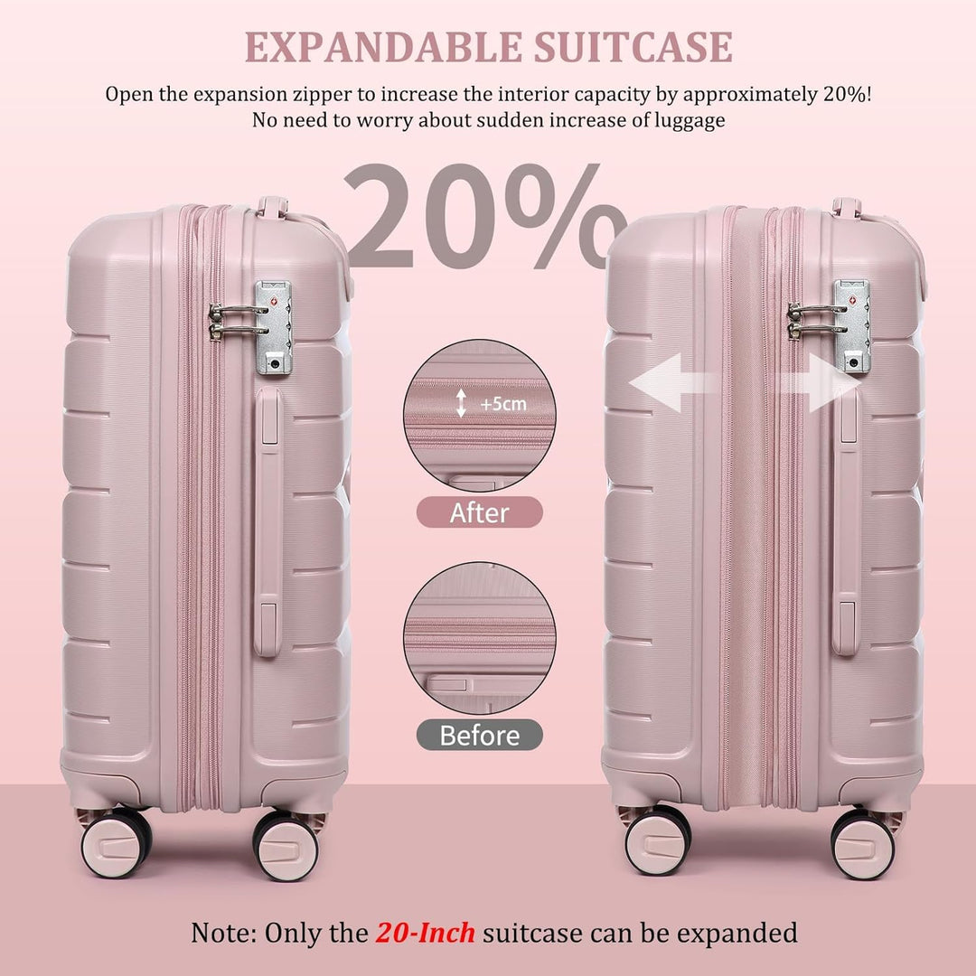Sea choice Hartschalen Koffer Trolley Erweiterbar Kabinen Handgepäck 100% PP Leicht Reisekoffer mit