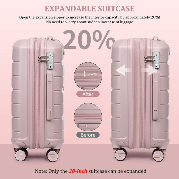 Sea choice Hartschalen Koffer Trolley Erweiterbar Kabinen Handgepäck 100% PP Leicht Reisekoffer mit