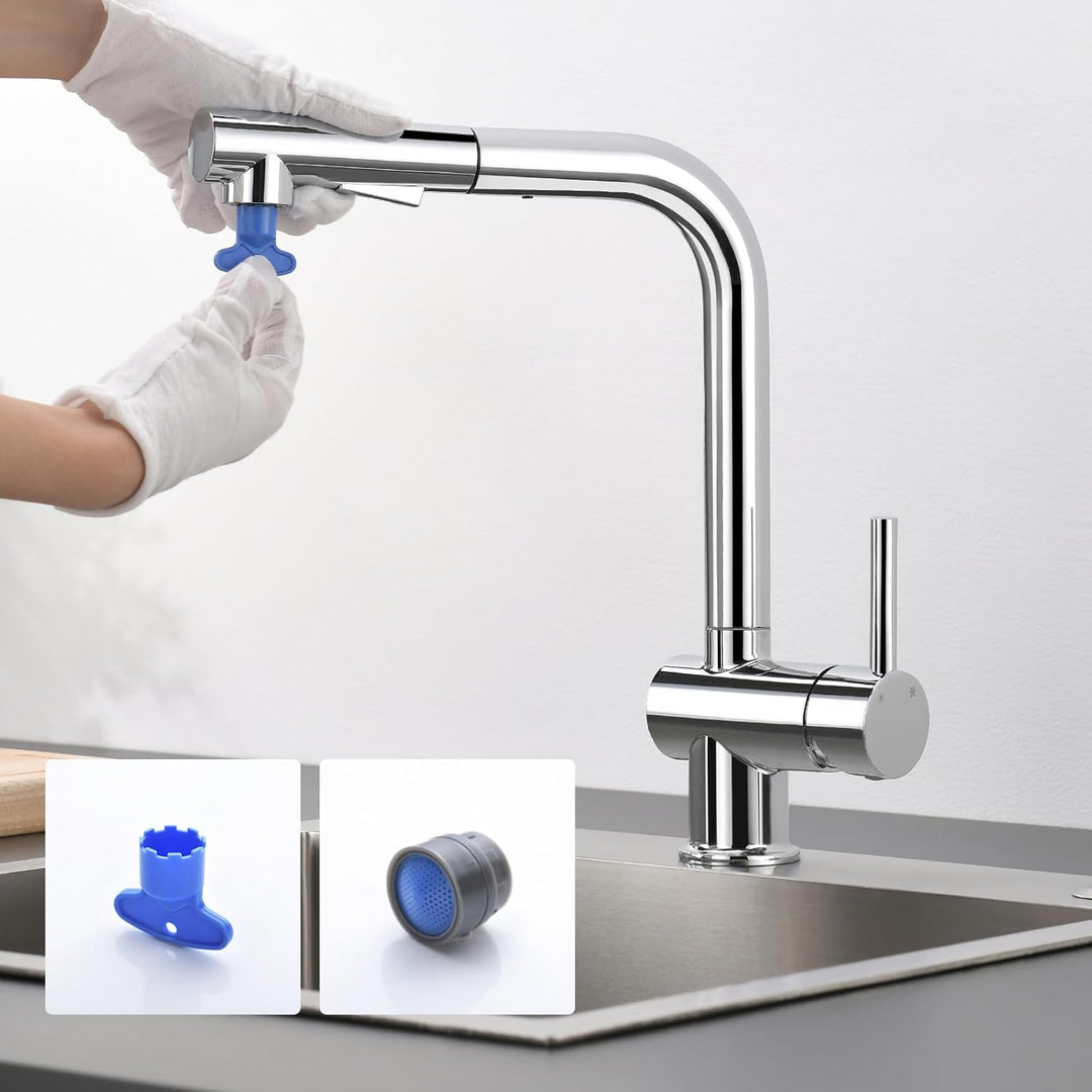 CECIPA Hochdruck Wasserhahn Küche Ausziehbar, Küchenarmatur mit Brause Zwei Strahlarten, Armatur Küc