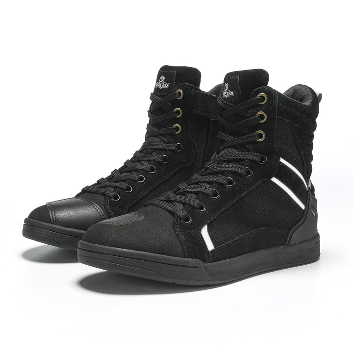 BORLENI Motorradschuhe Herren Sommer Motorradstiefel Männer lässige atmungsaktive Leder Motorrad Sne