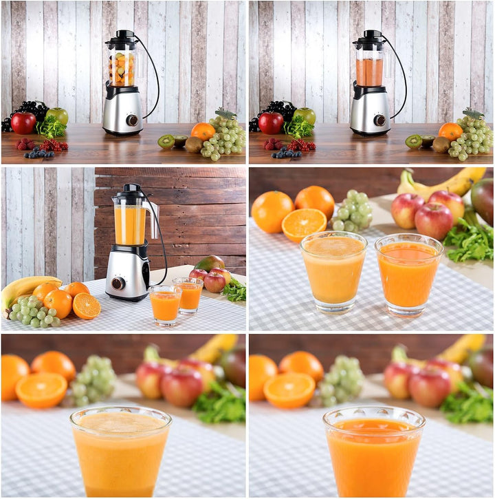 Rosenstein & Söhne Standmixer: 2in1-Vakuum-Mixer mit 3 Stufen & 4 Klingen, 700 ml, BPA-frei, 300 Wat