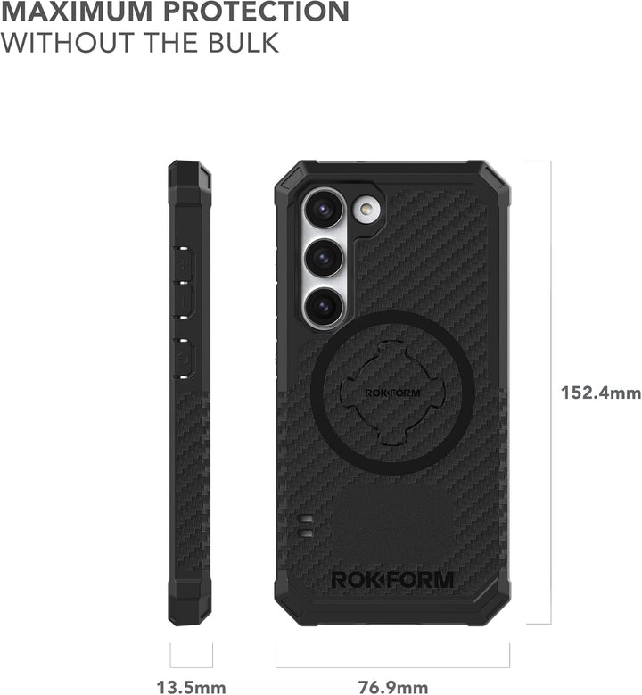 Rokform Galaxy S23 Hülle, Rugged Series, magnetische Hülle mit Drehverschluss, sturzgeprüfte Rüstung