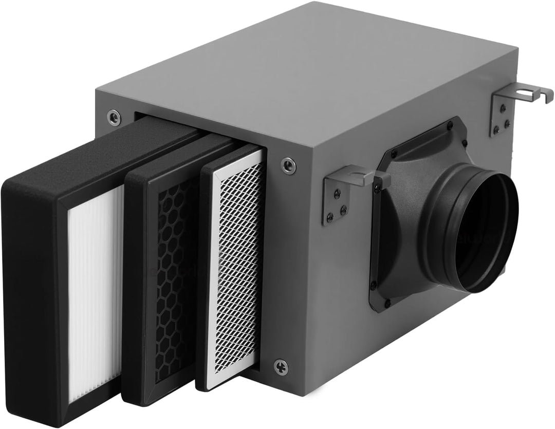 3-lagige Filter Box 100 mm, mit HEPA- und Aktivkohlefilter, passend für 100 mm Inline-Kanalventilato