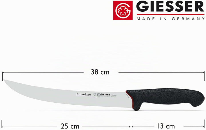 GIESSER seit 1776 - Made in Germany - Hautmesser rutschfest PrimeLine, Klinge 25 cm, schwarz, scharf