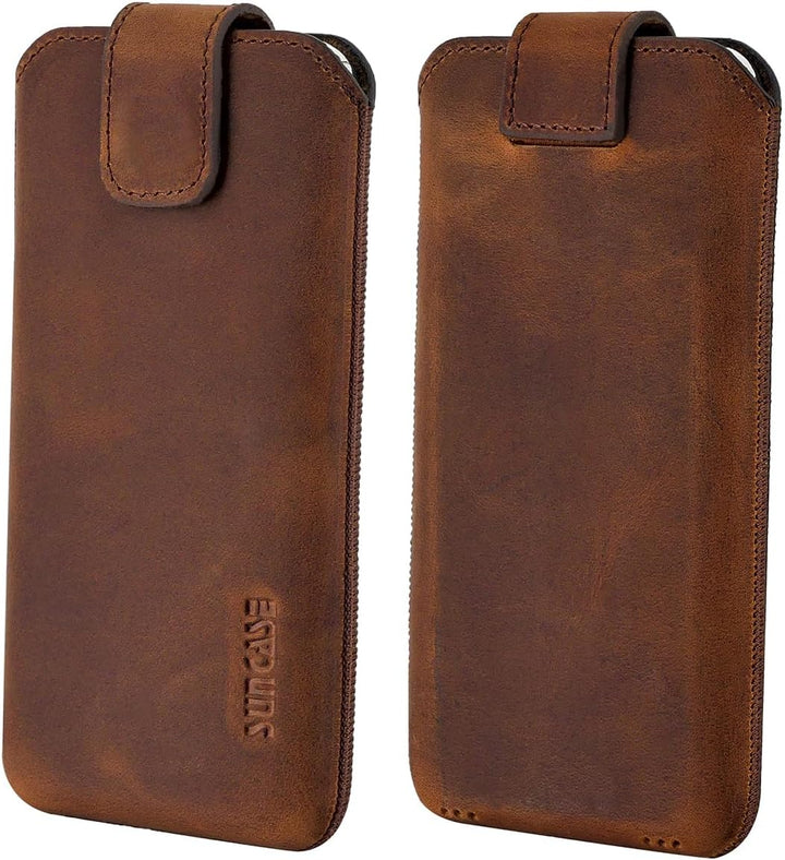 Suncase ECHT Ledertasche Leder Etui *Slim-Edition* kompatibel mit iPhone 16 Pro Max (6,9 Zoll) Hülle