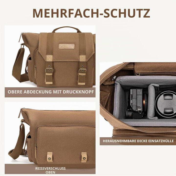 CADeN Kameratasche, Foto Travel Compact Leinwand Vintage Schultertasche Kamera Bag mit Gepolsterter