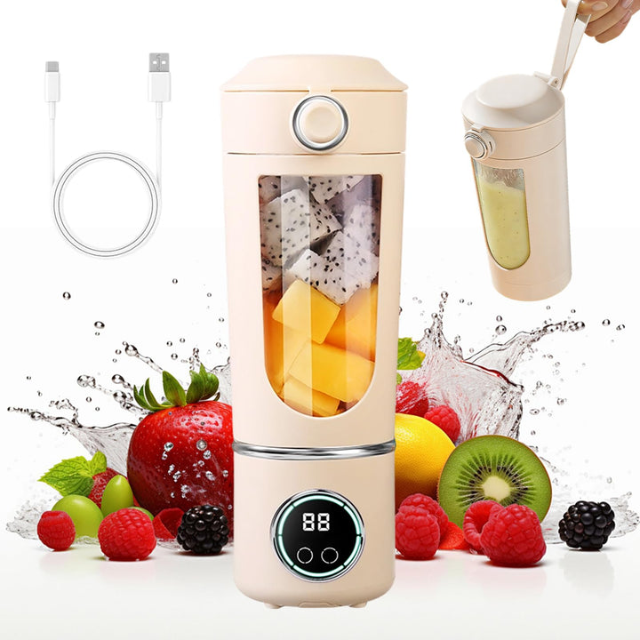Tragbarer Mixer, 700ml Kleiner Entsafter,Mixer Smoothie Maker to Go mit Digitalanzeige,USB Wiederauf