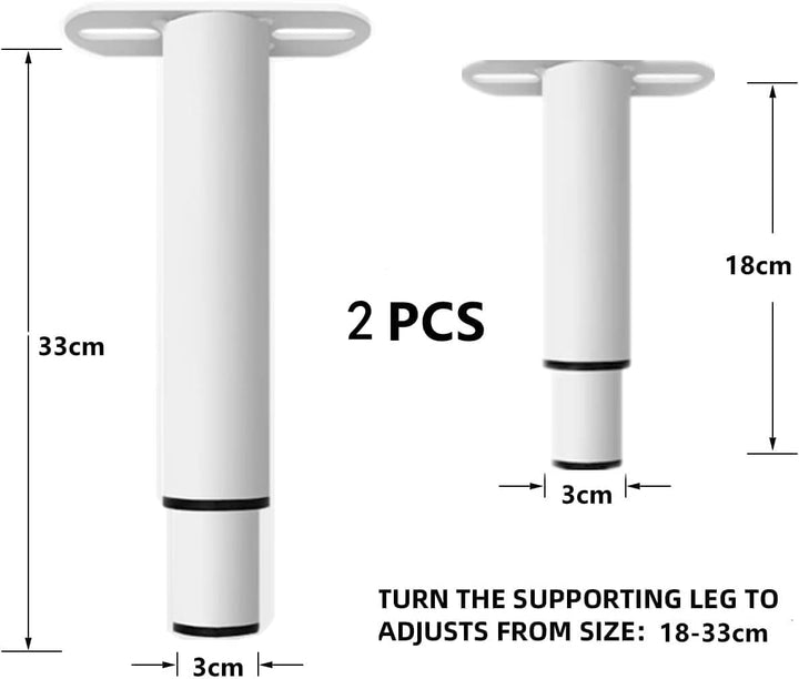 2 Bettbeine,Verstellbare Möbelfüsse 18-33cm,Einziehbar Bettfüsse,Strapazierfähig,Lattenstützbein,Met
