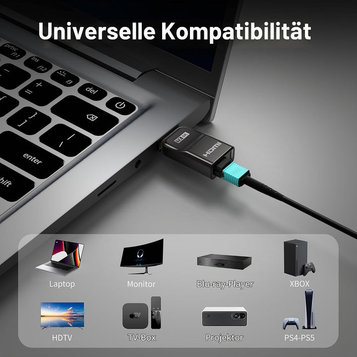 RUIPRO 8K HDMI 2.1 Kabel mit abnehmbarem Stecker aus reiner Glasfaser, 5 m, armiert, Ultra High Spee