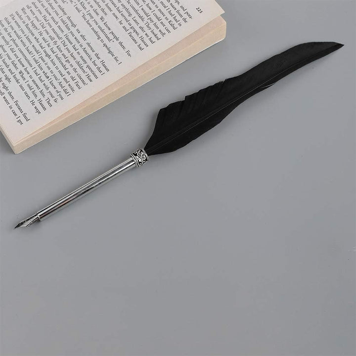 FVLFIL Retro Leder Notizbuch mit Feder Dip Pen, Retro Reisende Notebook Vintage Antik Füllfederhalte