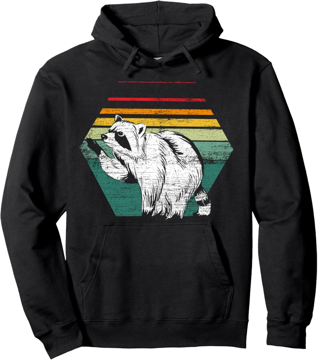 Retro Waschbär Pullover Hoodie