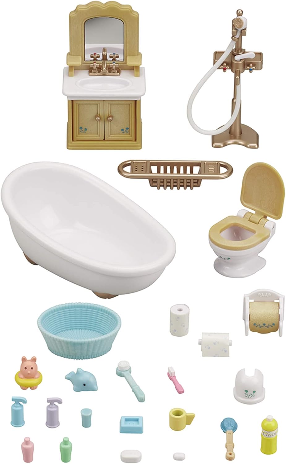 SYLVANIAN FAMILIES 5655 Schokoladenhasen Familie NEU & - 5286 - Badezimmer im Landhausstil, klein Bu