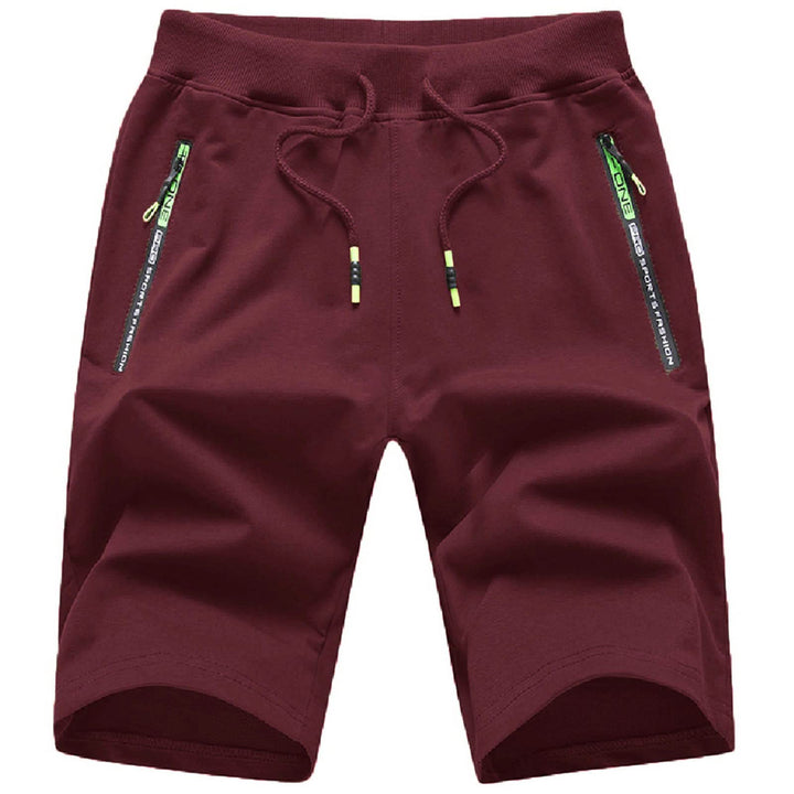 JustSun Herren Shorts Kurze Sporthose Baumwolle Stretchstoff mit Reissverschluss M Rot, M Rot