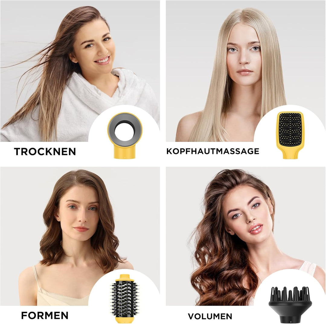 4 IN 1 Haartrockner Warmluftbürste Set, PARWIN PRO BEAUTY Styler-Set, Föhnbürste Lockenbürste mit 4