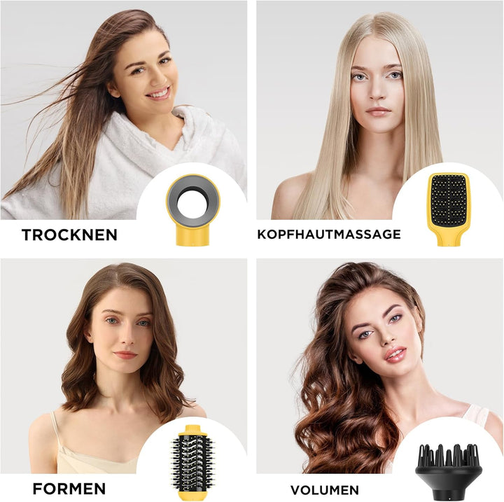 4 IN 1 Haartrockner Warmluftbürste Set, PARWIN PRO BEAUTY Styler-Set, Föhnbürste Lockenbürste mit 4