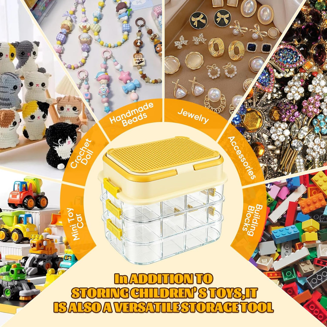 Legosteine Aufbewahrungsboxen,Legosteine Sortierbox,4 Stufen Hohe Kapazität,Mit Trennbarer Partition
