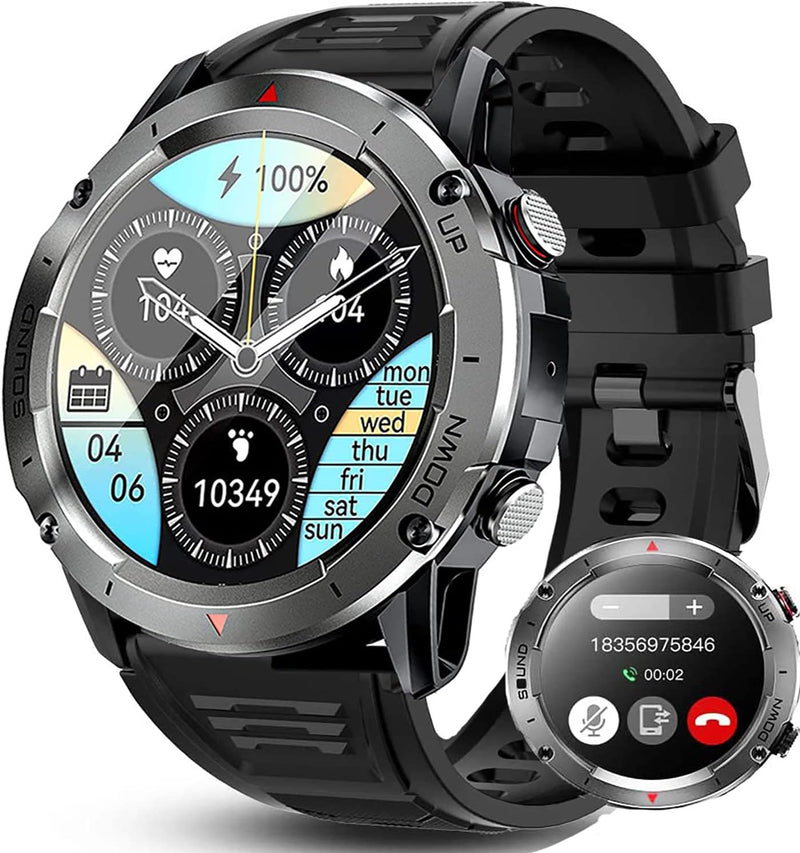 Bengux Smartwatch Herren mit Telefonfunktion 1,39Zoll HD Voll Touchscreen IP68 mit 100+ Sportmodi Fi