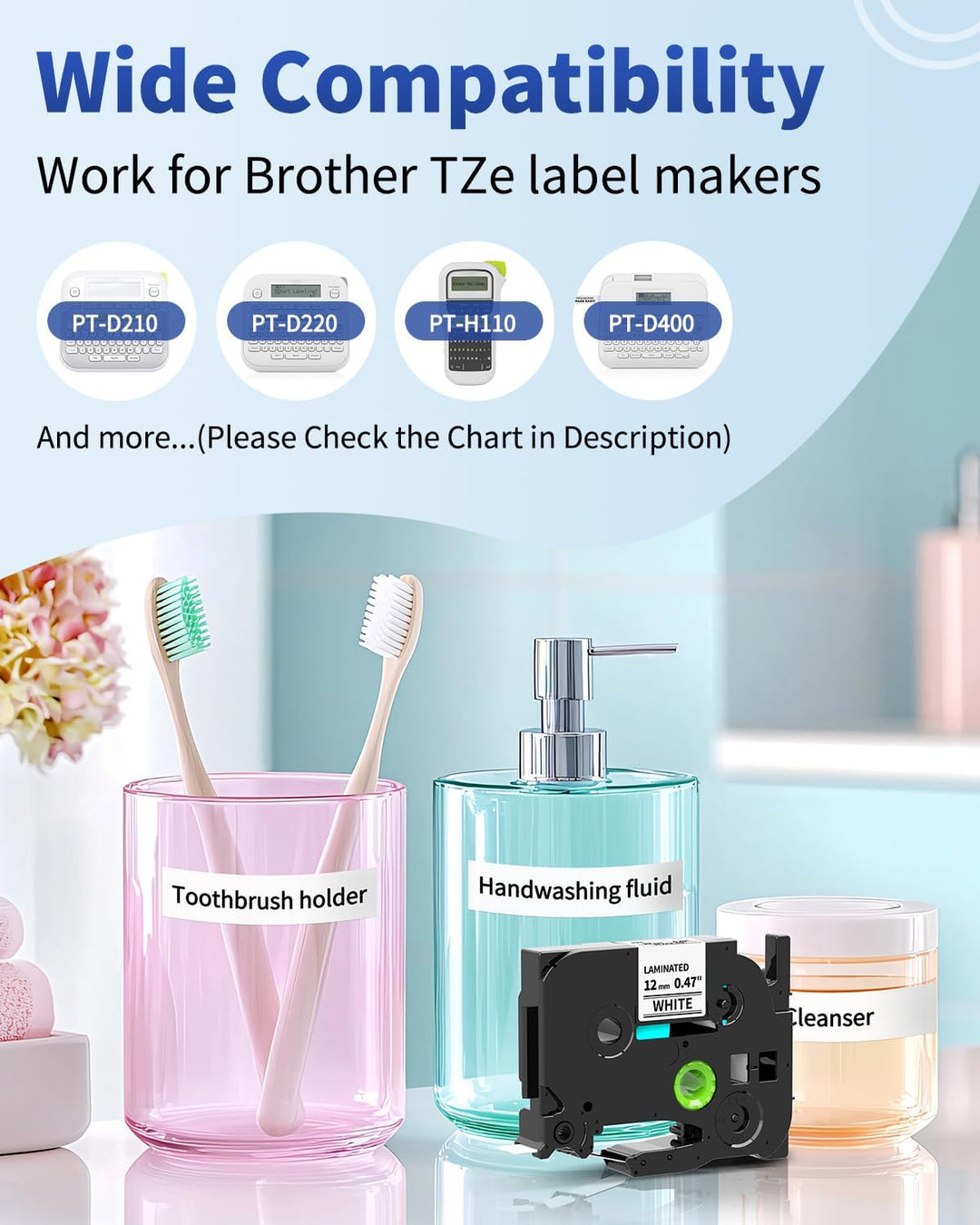 MarkField 6x TZe-231 Weiss H110 H107 Schriftband, Kompatibel mit Brother P-touch Bänder 12mm 0,47" S