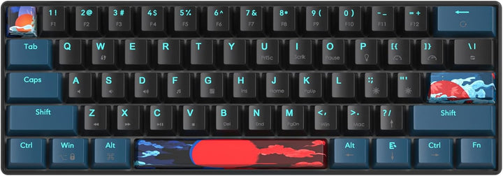 SOLIDEE Mechanische Gaming Tastatur 60%, 61 Tasten Mit Linearen Roten Schaltern, Kabelgebunden, LED-