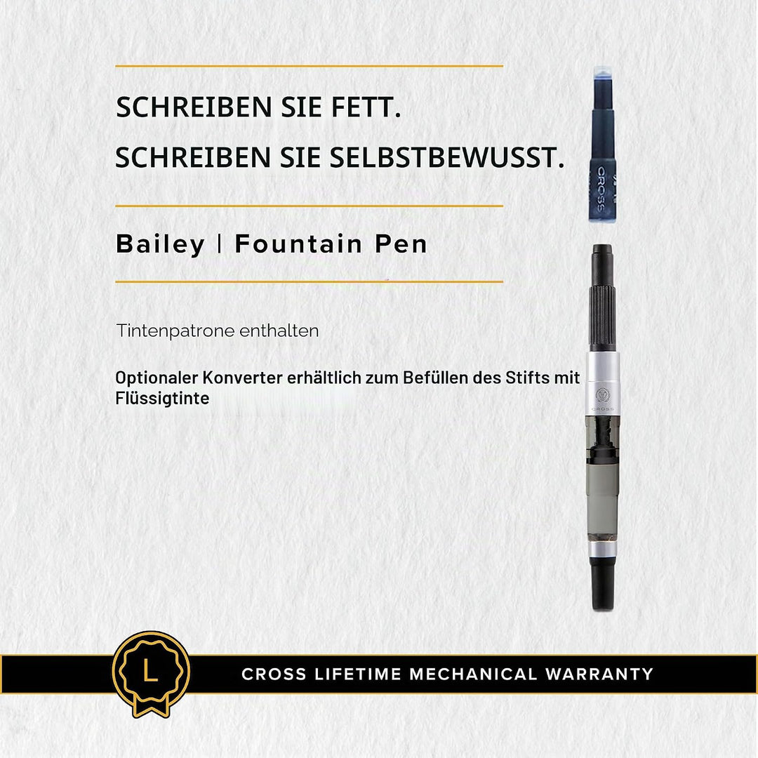 Cross Bailey Füllfederhalter (M-Feder, chromplattierte Beschläge) schwarz-lack, 1 Stück (1er Pack) S