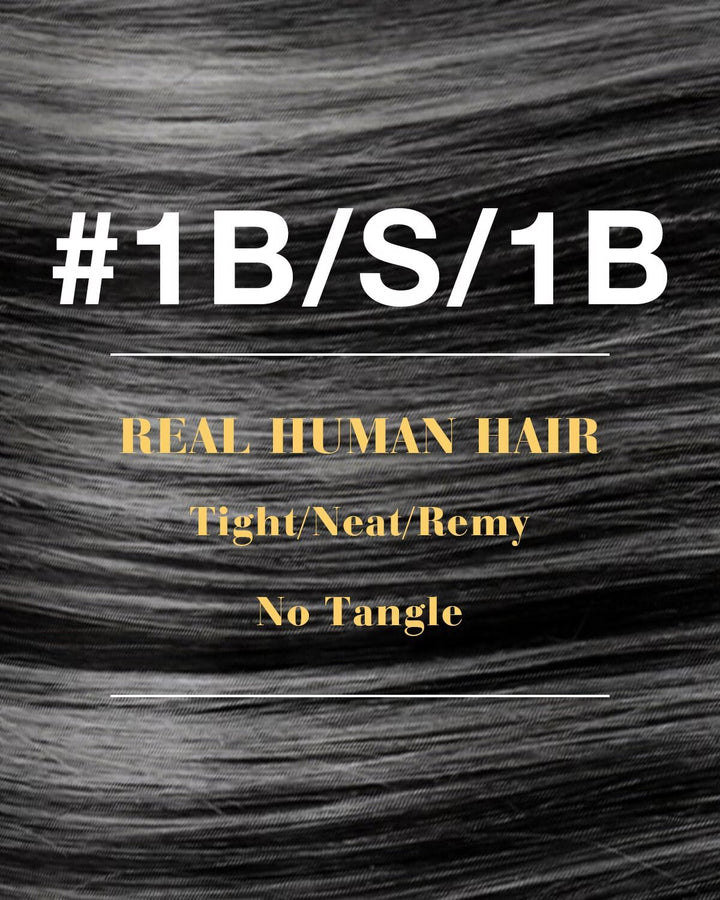 Hetto Extensions Echthaar Bondings Balayage Schwarz &amp; Silber 40cm 50 Stück 1g/Stück – Natürliche Str