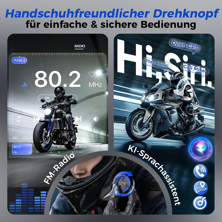 Moman CPX Motorrad Headset - 24 Motorräder Mesh Intercom, Helm Kommunikationssystem 2000M mit Multit