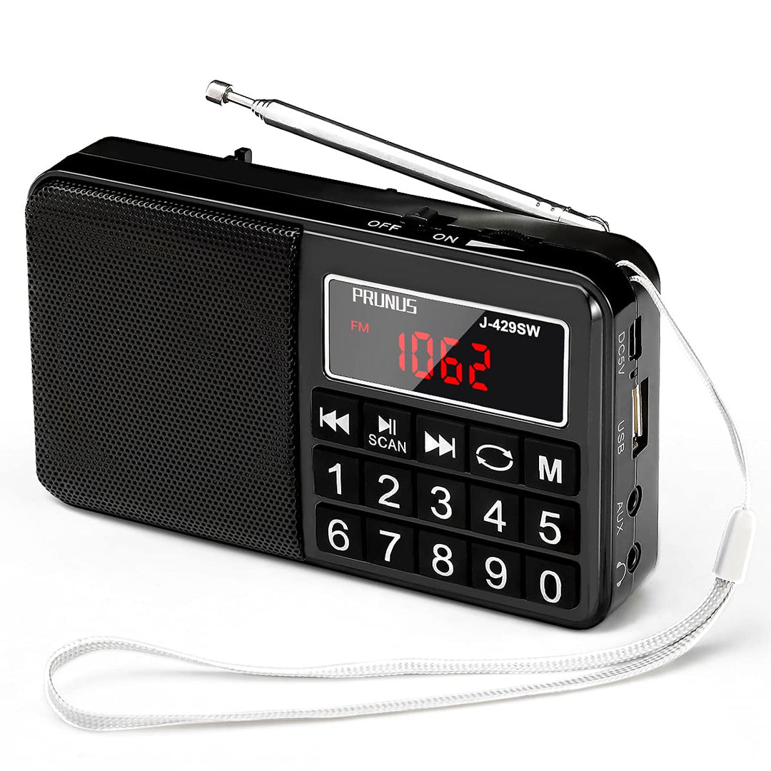 PRUNUS J-429SW Tragbares Radio klein FM/AM(MW)/SW,Grosse Gummierte Knöpfe&amp;Display Digital Radio für