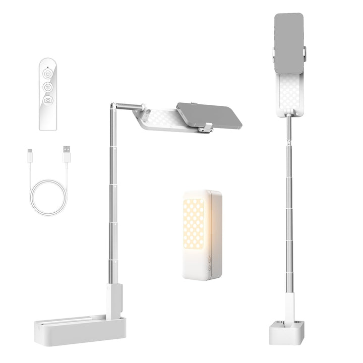 NEEWER Entry Level Version Tisch Ständer, 4W Overhead Smartphones Mount, klappbar, mit LED Licht/Fer