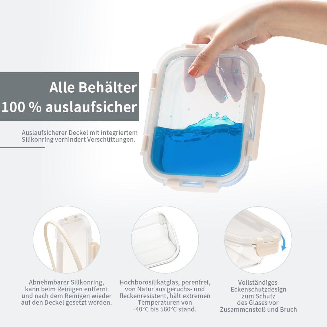 Fenger Vorratsbehälterset aus Glas, Glas-Frischhaltedosen,Aufbewahrungsbehälter für Küche und Restau