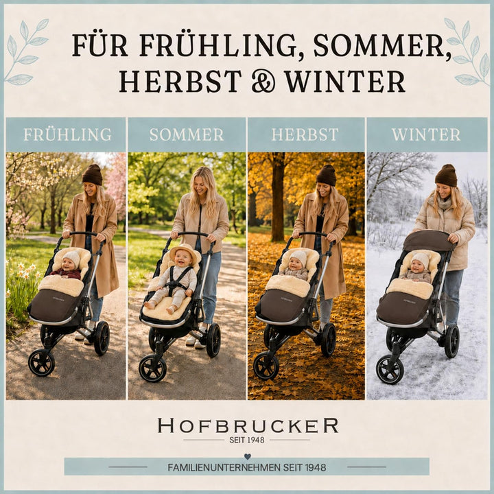Hofbrucker Lammfell-Fusssack Putzi Kinderwagen, Buggy/Winterfusssack wind- &amp; wasserabweisend/Warmer