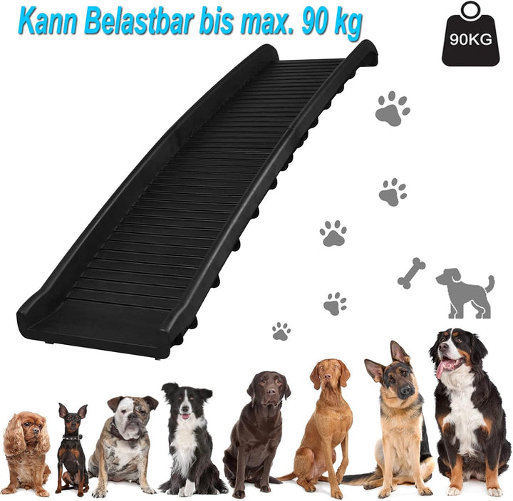 Hunderampe Auto klappbar 156 x 40cm Kunststoff Anti-Rutsch Autorampe Kofferraumrampe für Haustiere H