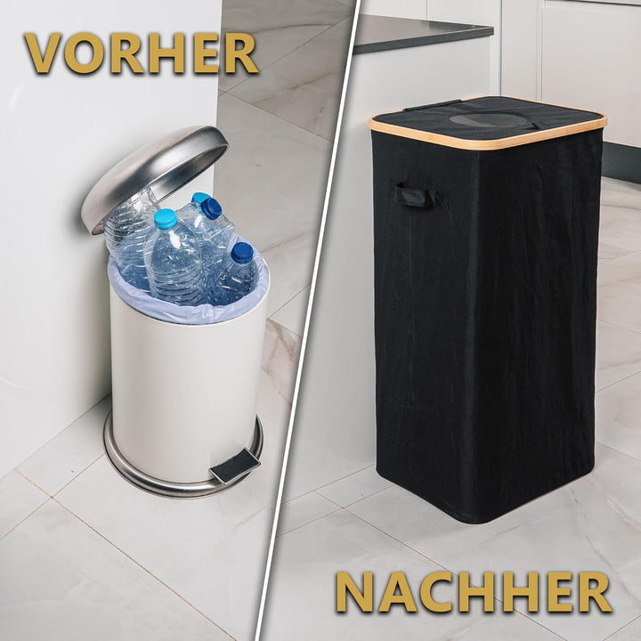 Deco haus® Pfandflaschen Sammelbehälter 100L [Extra Tragetasche] - Pfandflaschen Aufbewahrung mit Lo