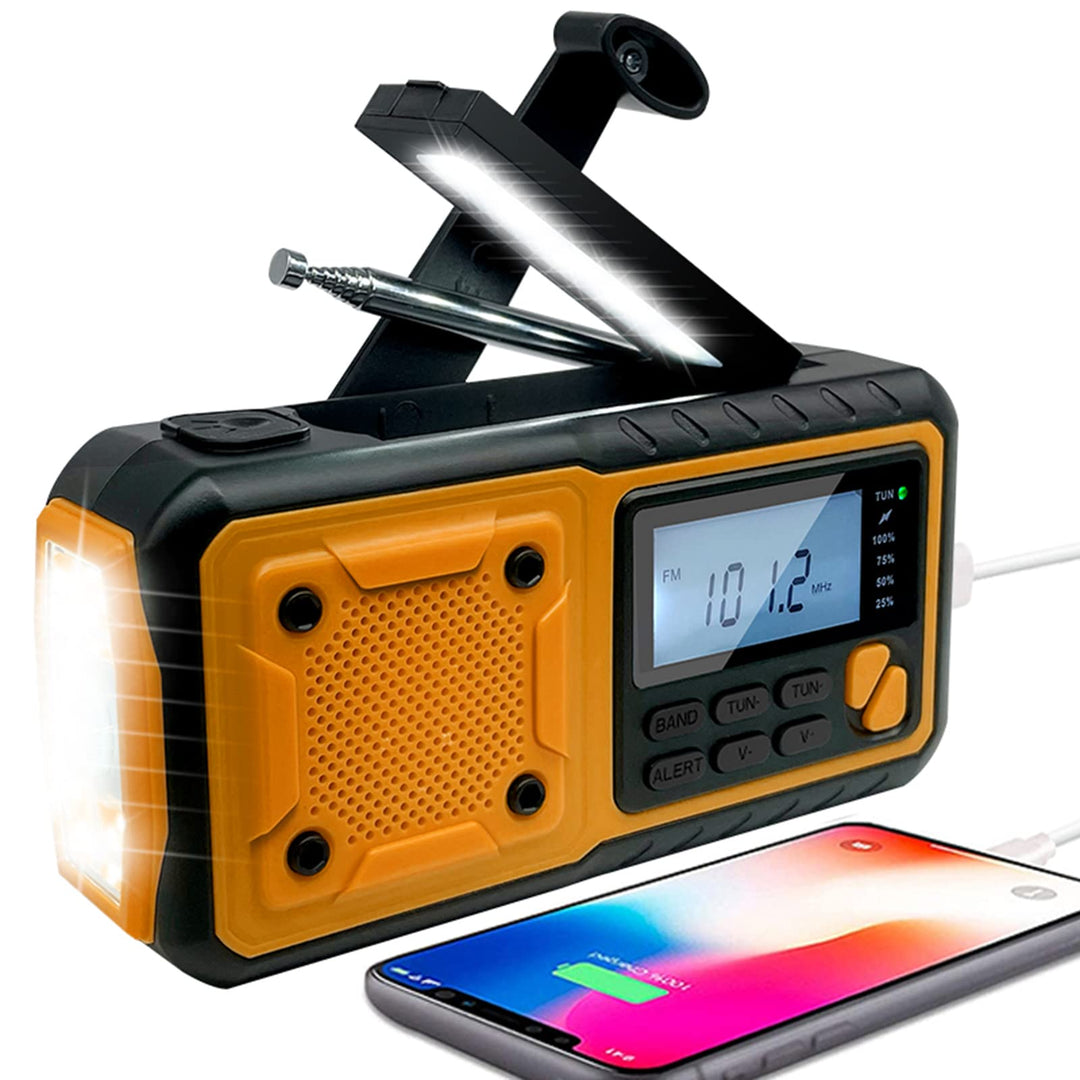 Fdit Notfall-Wetterradio, Solar-Handkurbel, Digitales FM AM WB-Radio mit Powerbank-Funktion für Outd