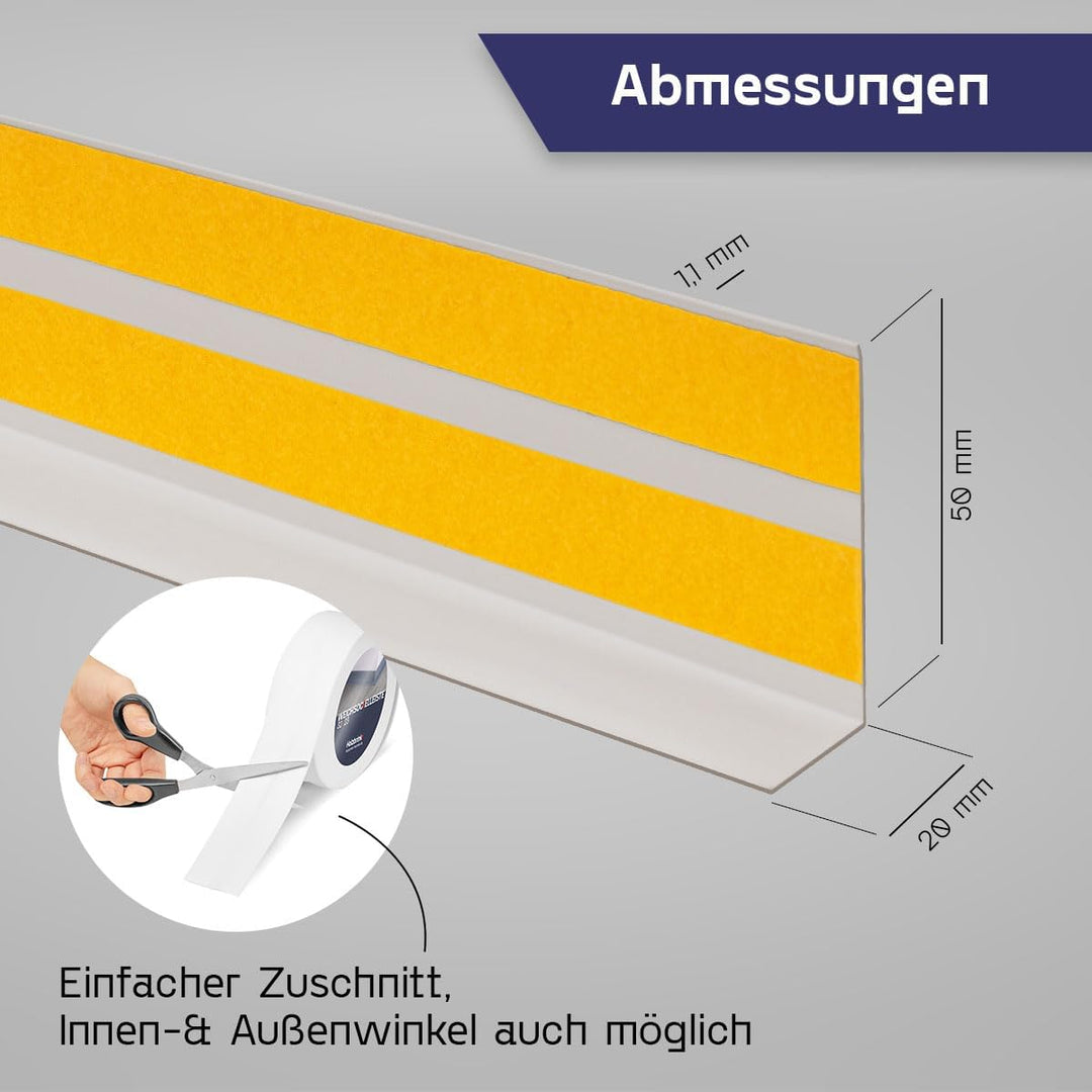 HOLZBRINK Weichsockelleiste selbstklebend PVC 50x20mm, 25 m | Winkelleiste für Küchenarbeitsplatte,
