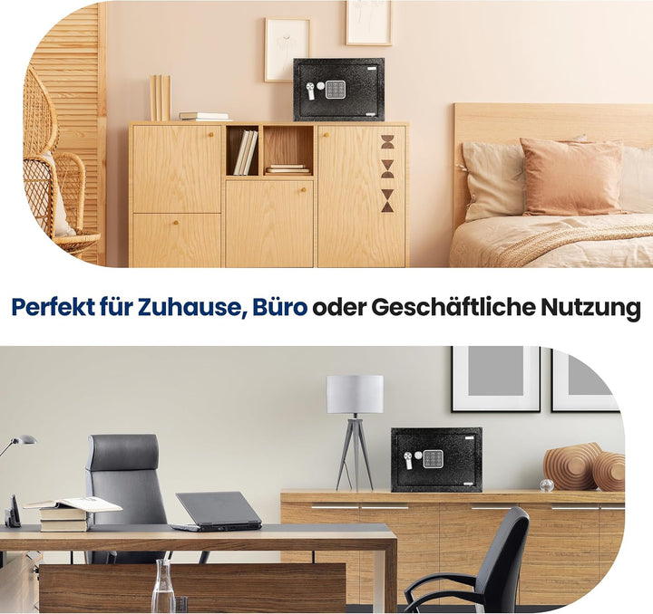 SereneLife Möbeltresor 17,5L – Digitaler Safebox mit Zahlenschloss & Doppelbartschloss, 35x25x25 cm