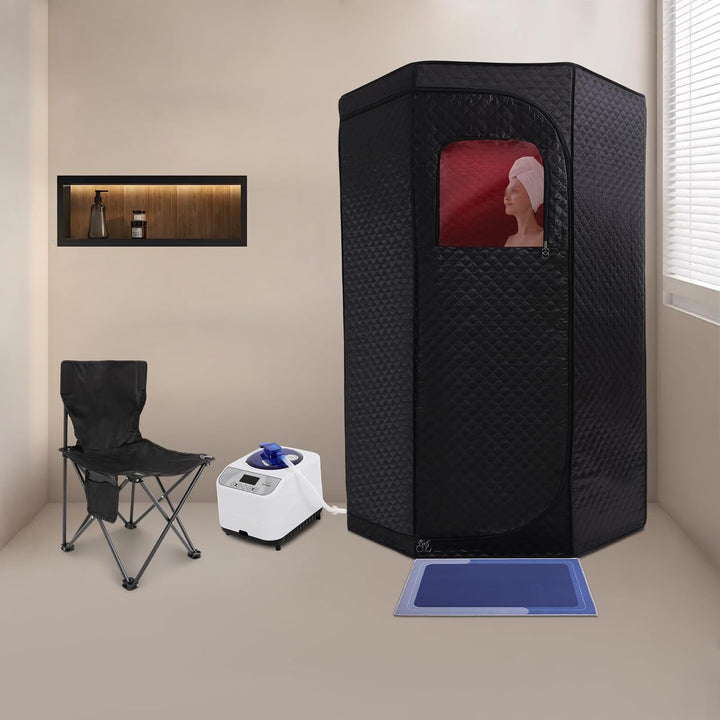 Tragbare Dampfsauna-Box mit Stuhl für Zuhause Digital 1350W