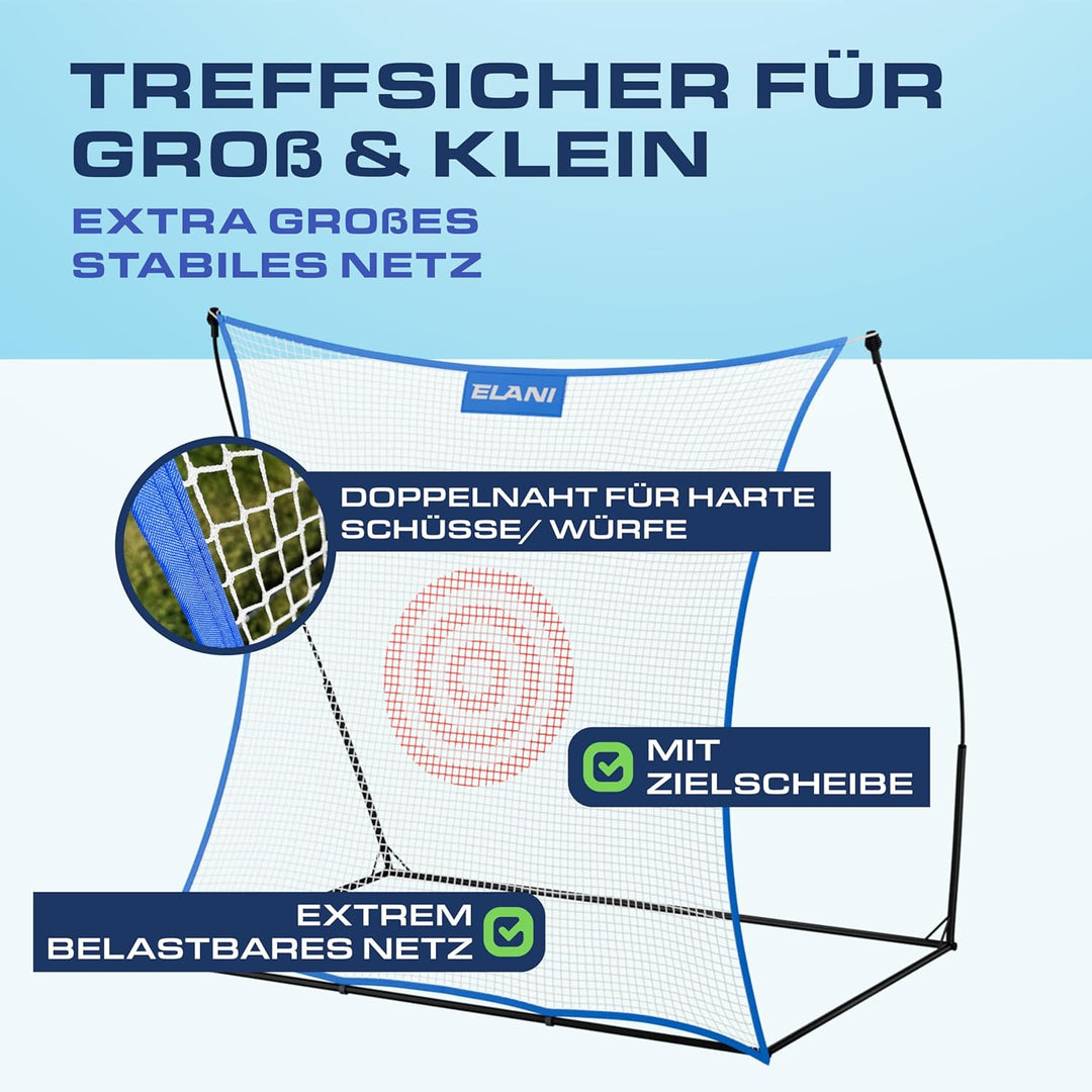 ELANI - Rebounder für Fussball - Spass für die ganze Familie - extra Grosses Netz mit Zielscheibe -
