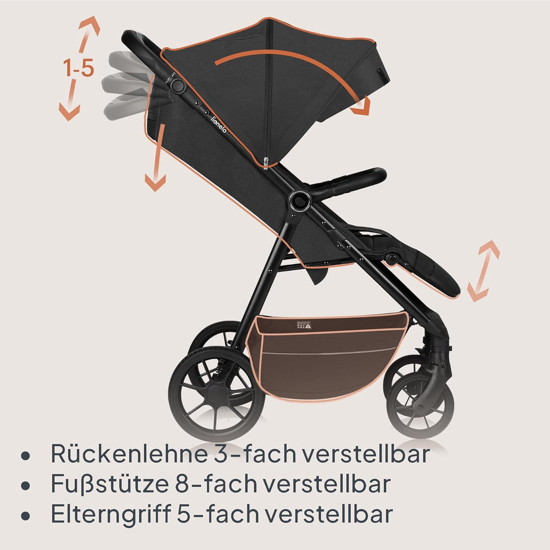LIONELO MIRA Buggy bis zu 22 kg von 6 Monaten bis 4 Jahren Schwenkbare 360° Räder Volle Stossdämpfun