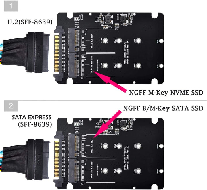 Cablecc SFF-8639 NVME U.2 to Combo NGFF M.2 M-Key SATA PCIe SSD Adapter for Mainboard Replace SSD 75
